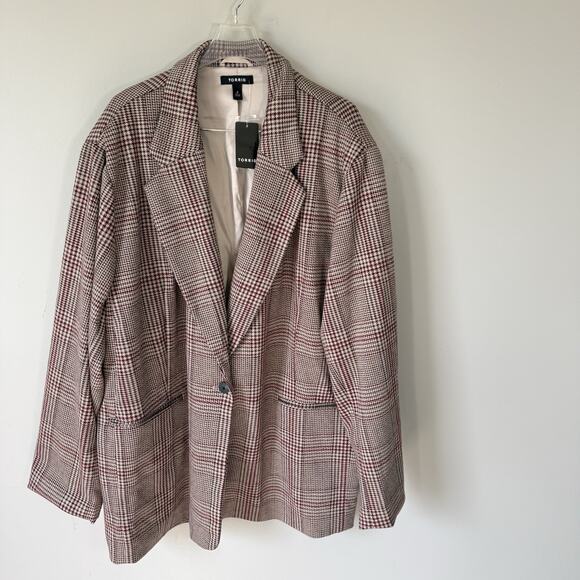 torrid Jackets & Blazers - TORRID Woman's Jacquard Stretch Blazer Houndstooth Plaid Size 4X Career New